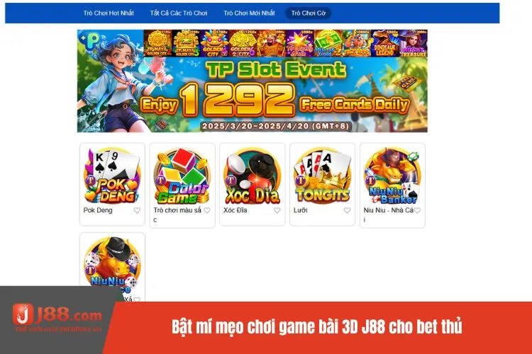Bật mí mẹo chơi game bài 3D J88 cho bet thủ