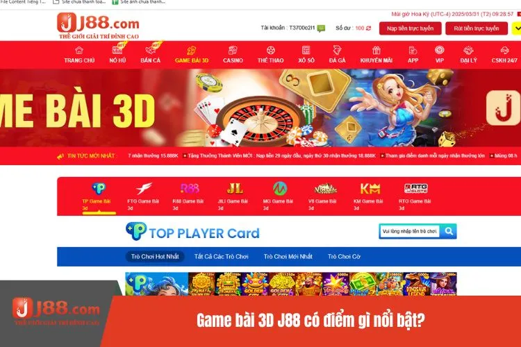 Game bài 3D J88 có điểm gì nổi bật?