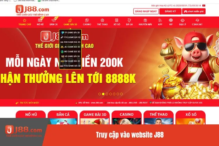 Truy cập vào website J88