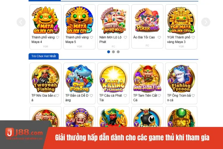 Giải thưởng hấp dẫn dành cho các game thủ khi tham gia